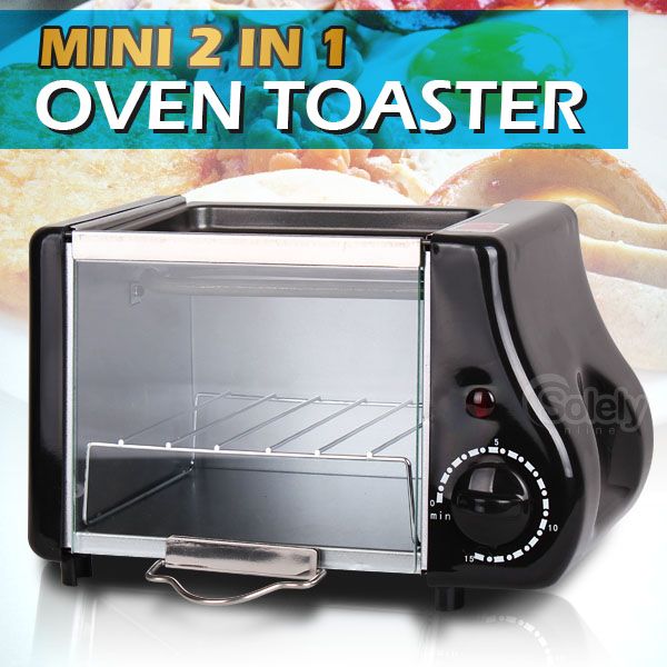 New 200W 2 in 1 Mini Portable Oven Toaster Quick Meals Cooking
